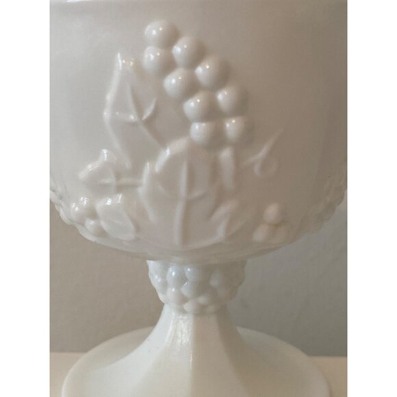 Milk Glass  Dessert Cup Grapes Leaves Replacement Vintage - Picture 2 of 10